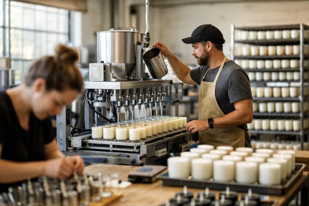Low MOQ Candle Manufacturing: What’s Actually Possible in 2026? 2 semiindustrialcandlefactoryjpg