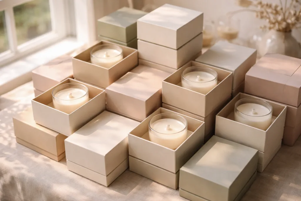 Candle MOQ Explained: Why Small Orders Have Higher Prices 3 stacked scented candlesjpg