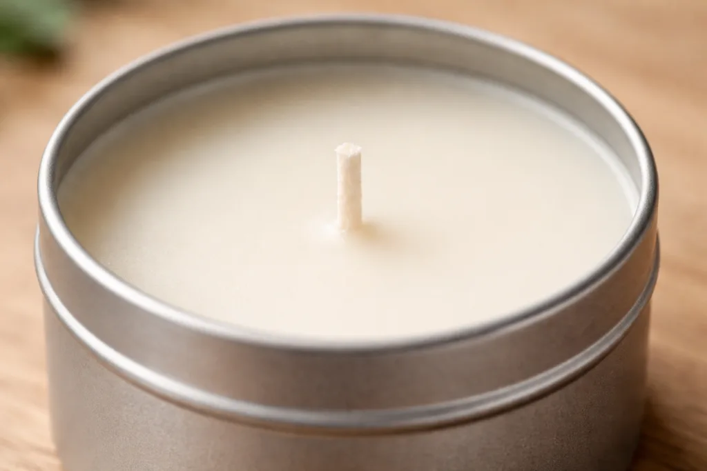Metal Tin Candles: Affordable Custom Options for Startups 1 tin candle macro wax wickjpg
