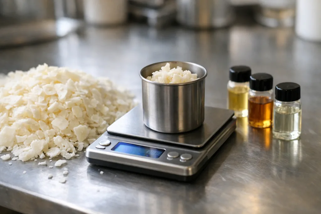 Candle Business Startup Costs: How MOQ Affects Your Overall Budget 1 wax fragrance prep closeupjpg