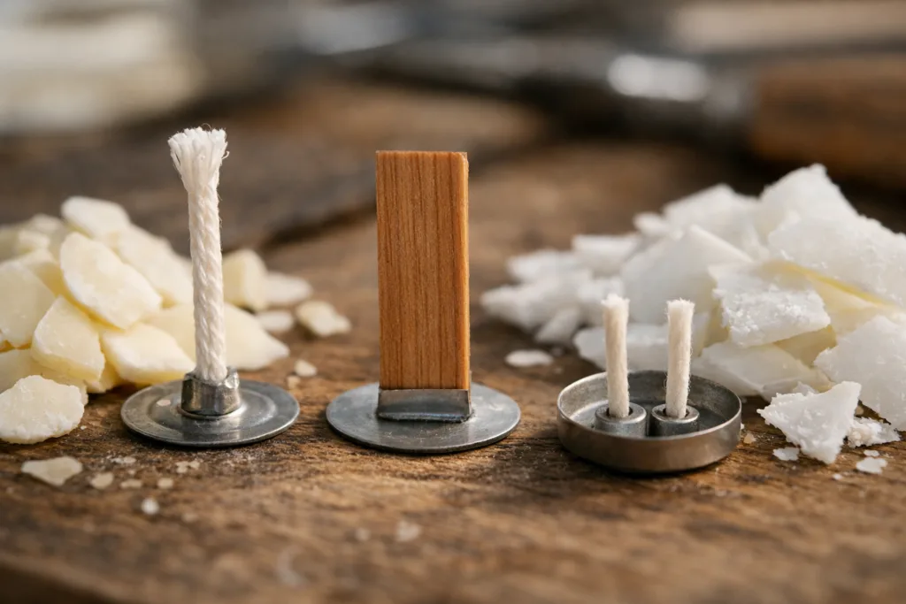 How to Choose Candle Wicks for Custom Scented Candles 1 wick types cotton wood dualjpg
