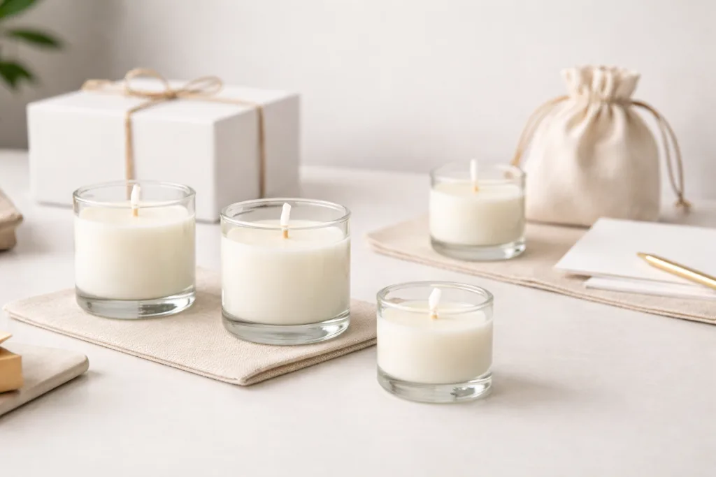 Jar Candle Size Guide: Common 4oz–22oz Jar Candle Sizes Explained 2 Small 4oz and 6oz jar candles commonly used for sampling, wedding favors, and promotional candle programs