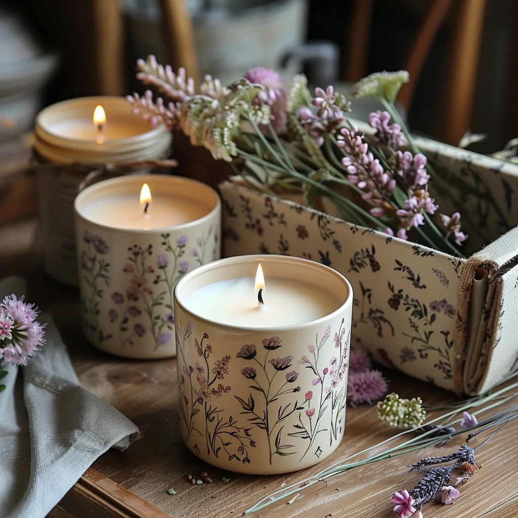 Top 7 Best Floral Ceramic Candle Jars with Botanical Illustration (2026 Buyer Guide) 1 Floral ceramic candle jars with botanical illustrations, softly lit candles on a wooden table in a cozy home setting
