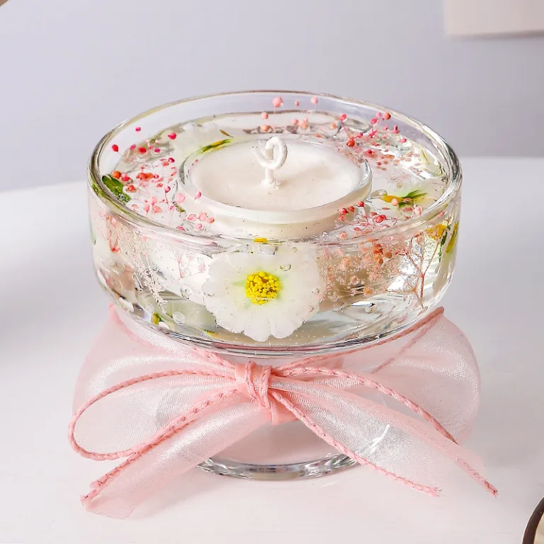Floral Gel Candle with Floating Tealight
