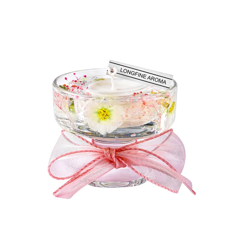 Floral Gel Candle with Floating Tealight4