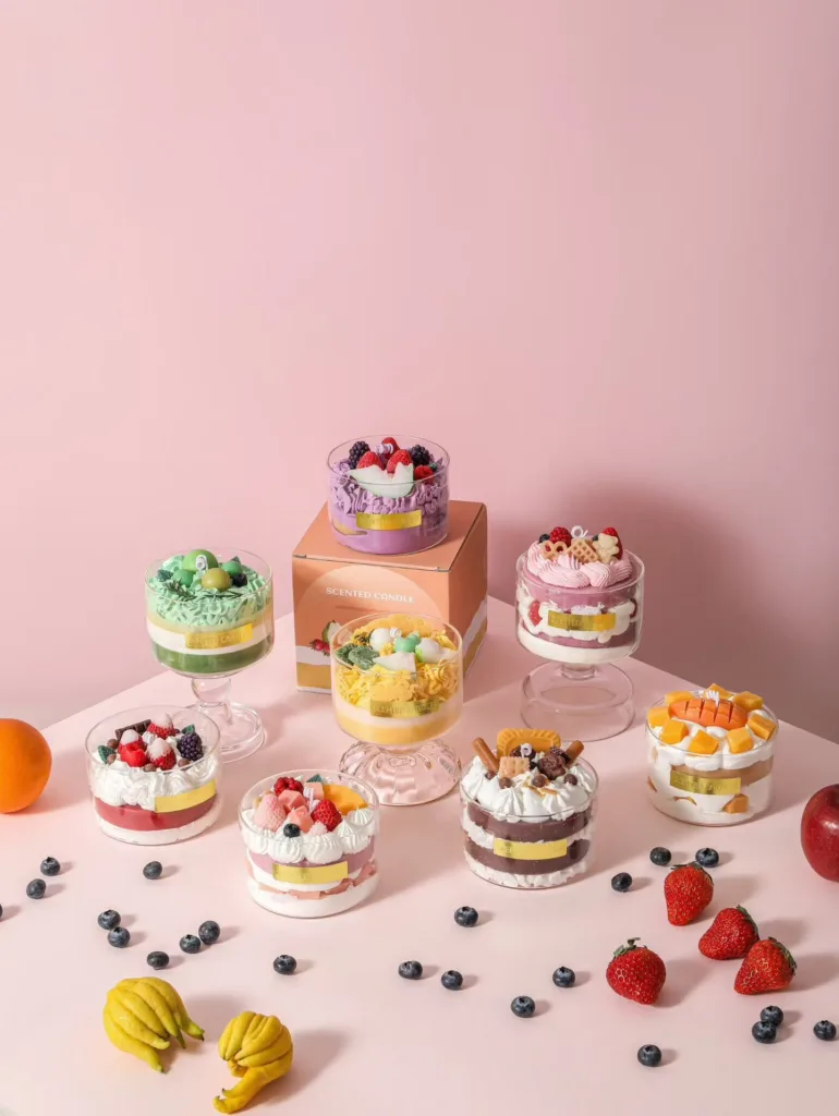 Looking for a 100pcs MOQ? Handmade Dessert Candles are your ideal option 2 Fruit Dessert Scented Candle1