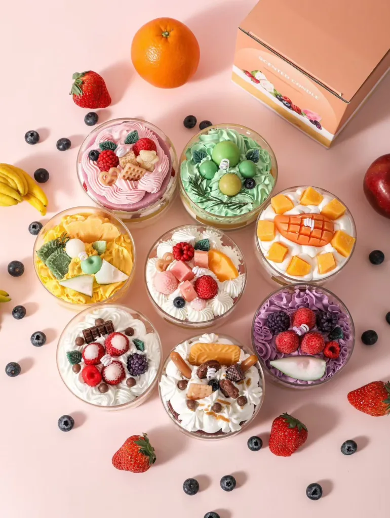 Looking for a 100pcs MOQ? Handmade Dessert Candles are your ideal option 1 Fruit Dessert Scented Candle