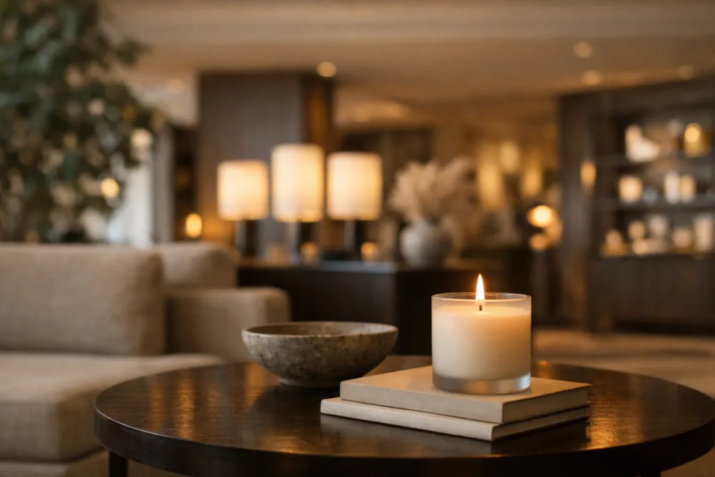 Bespoke Luxury Candle Brand: A Complete Guide for Boutique & Hotel Buyers (Top Buyer Insights) 1 Bespoke luxury candle used in a boutique hotel or retail space, designed to match the brand atmosphere and guest experience