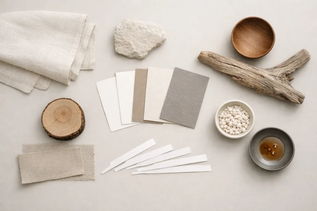 How We Develop Custom Scents for Our Bespoke Luxury Candle Brand 2 Brand context and material references used to guide bespoke candle scent development