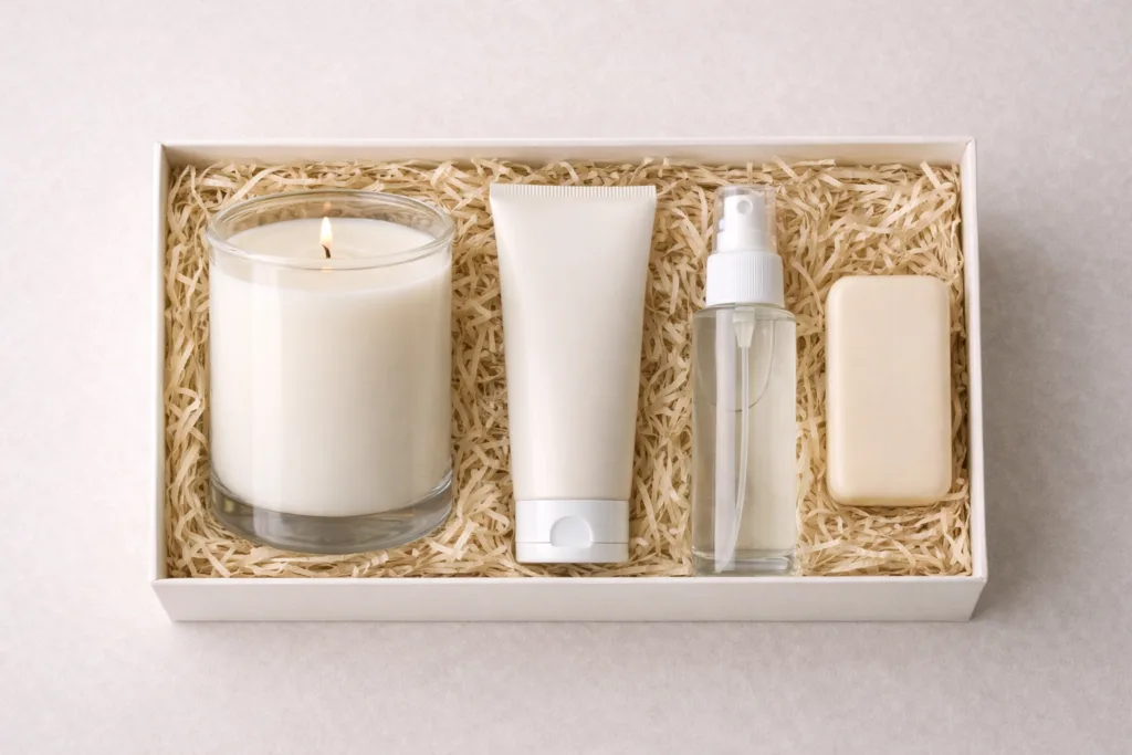 Best-Selling Scented Candle Gift Set Combinations That Actually Make Money 5 Scented candle gift set paired with hand cream, soap, and spray for a complete sensory experience