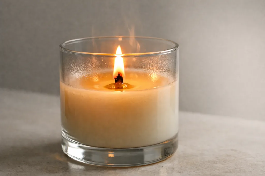 What Is the 3‑Hour Rule for Candles? 1 Glass container candle showing heat buildup during prolonged burning, illustrating candle safety and the importance of controlled burn time