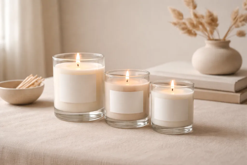 How Personal Candle Brands Can Take Inspiration from Luxury Candle Brands — Without Losing Their Own Voice 2 Minimal candle collection showing clear product focus inspired by luxury candle brand strategy