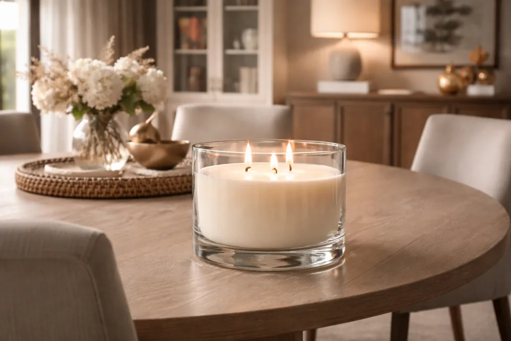 How Large Jar Candles Create a Luxury Feel: Design, Size & Brand Strategy 2 Large jar scented candle serving as a statement decor piece in a luxury home interior