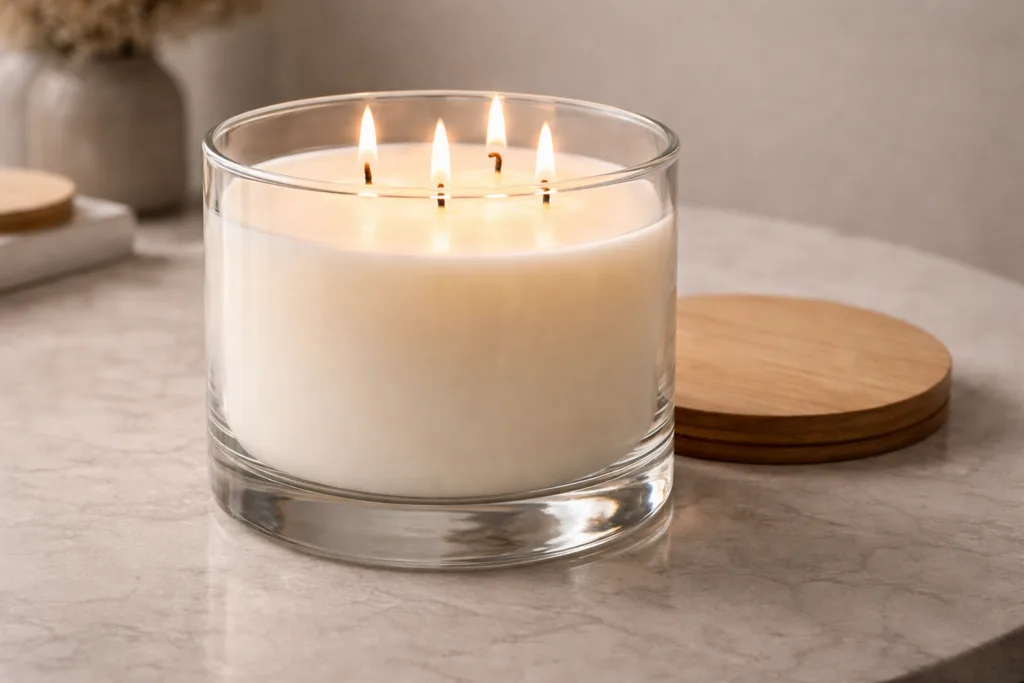 How Large Jar Candles Create a Luxury Feel: Design, Size & Brand Strategy 3 Thick glass and ceramic large jar candles highlighting premium material quality