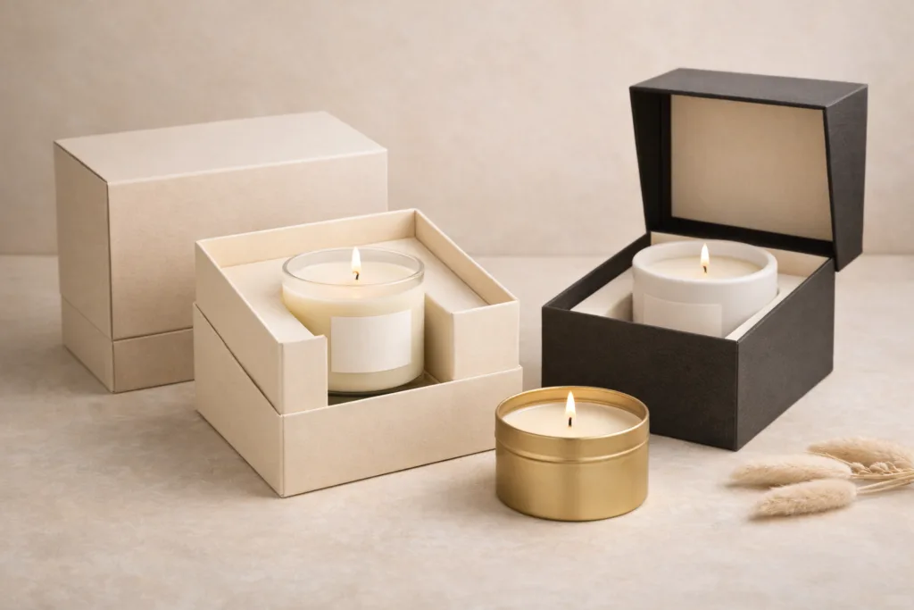 Wholesale Candle Manufacturing for Branded & Custom Logo Candles: The Complete Guide for Building a Scalable Scented Candle Brand 6 luxury candle packaging with rigid gift boxes and custom branding for wholesale candle manufacturing