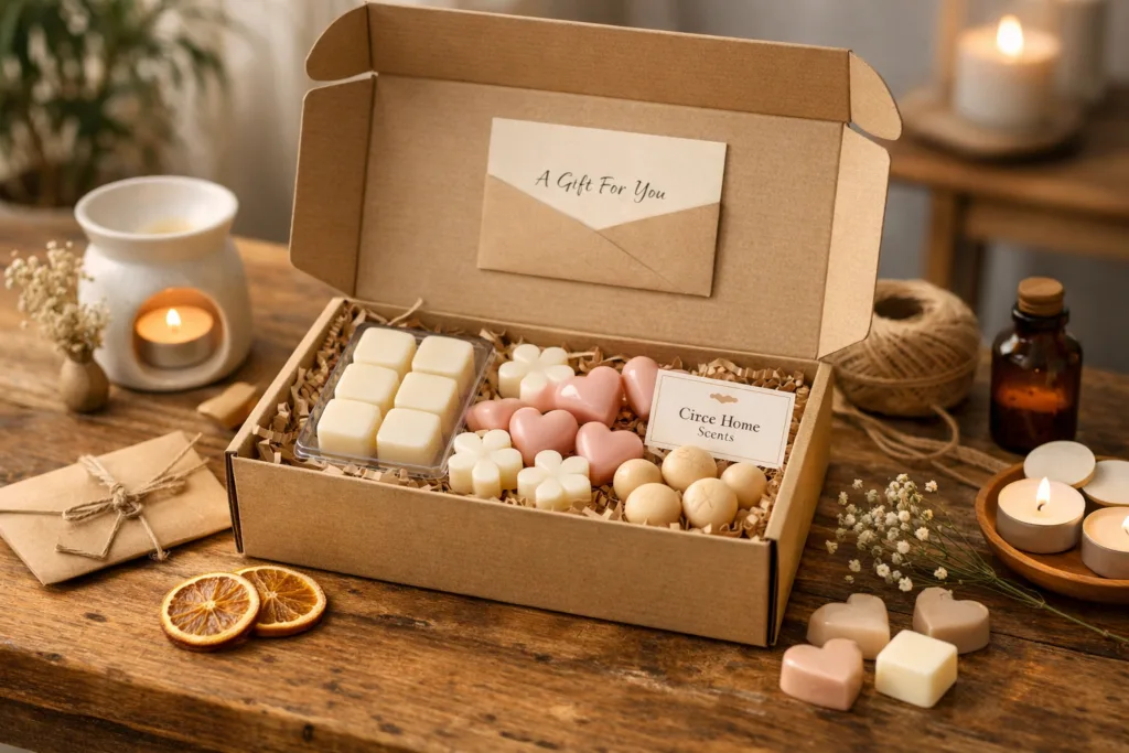 How to Build a Perfect Wax Melts Gift Box (Step-by-Step) 1 luxury wax melts gift box with natural soy wax melts and eco friendly packaging