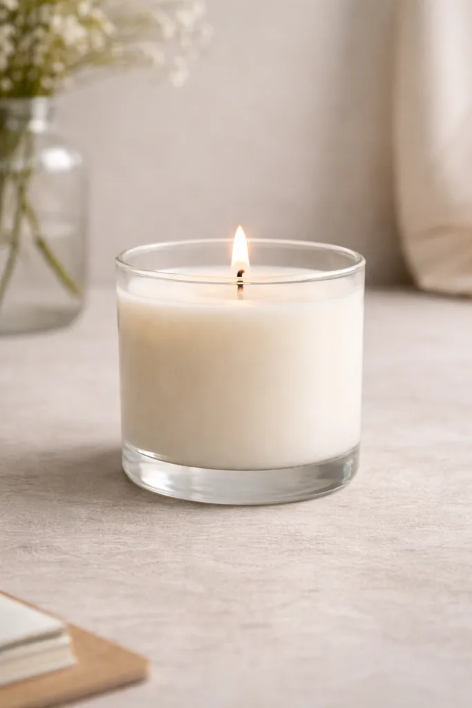 Gel vs Wax Candles: Choosing the Right Candle Type for Your Brand 3 Wax candle in minimalist glass jar suitable for private label and retail brands