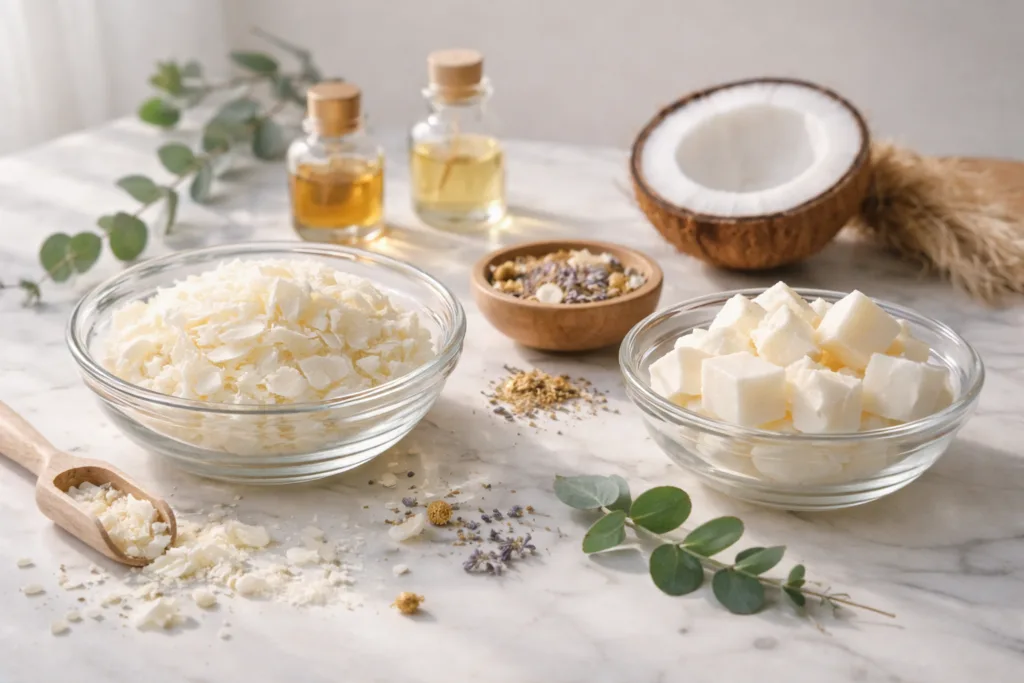 Custom vs Bespoke Wax Melts: 17 Powerful Insights Premium Buyers Must Know 4 Natural and sustainable wax materials used in premium and bespoke wax melts production