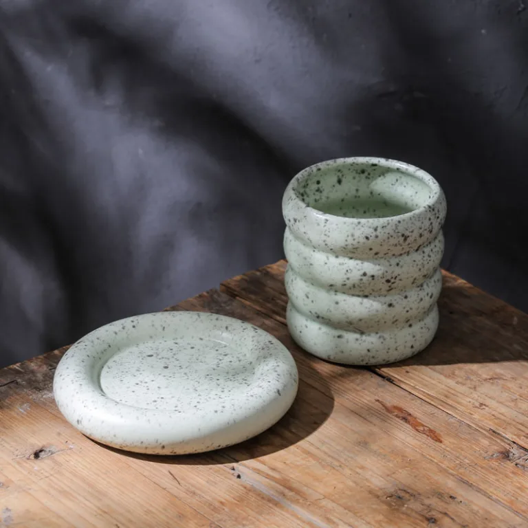 Full Glazed Speckled Ceramic Candle Jar2