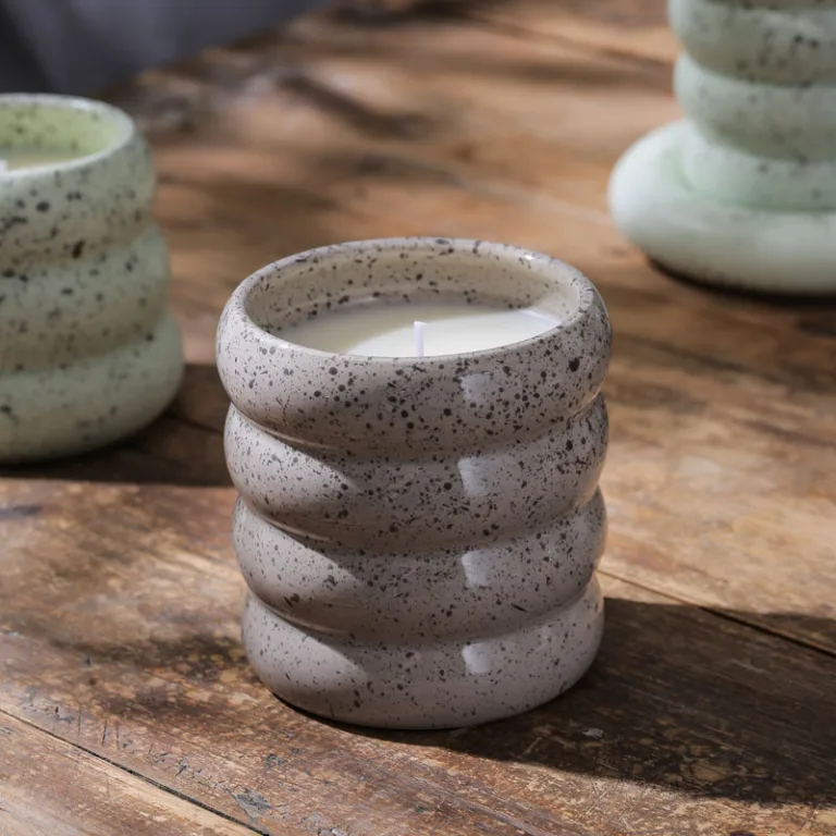 Full Glazed Speckled Ceramic Candle Jar3