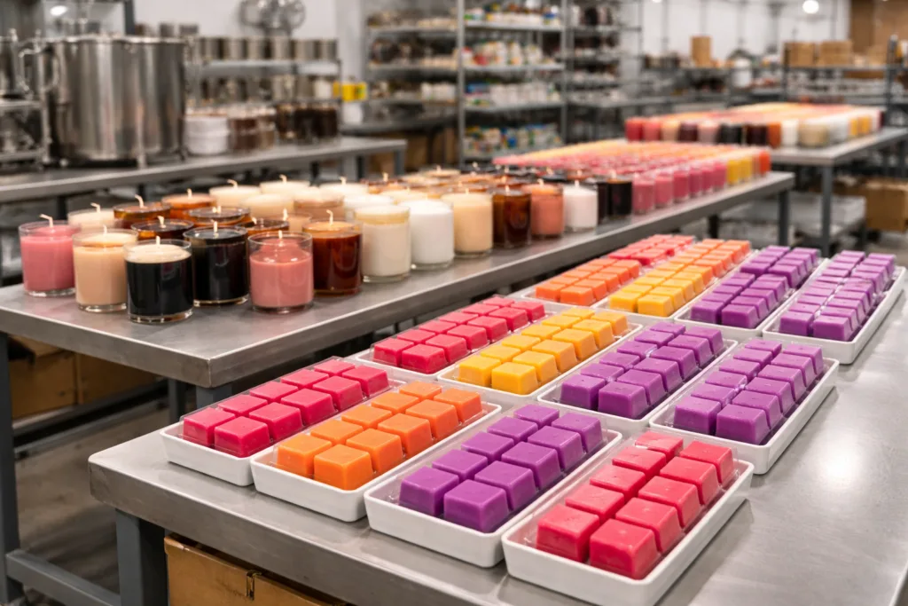 Why Retailers Sell Candles and Wax Melts Together: A Complete Retail Strategy Guide for Professional Buyers 5 candle and wax melts production line in professional private label manufacturing facility