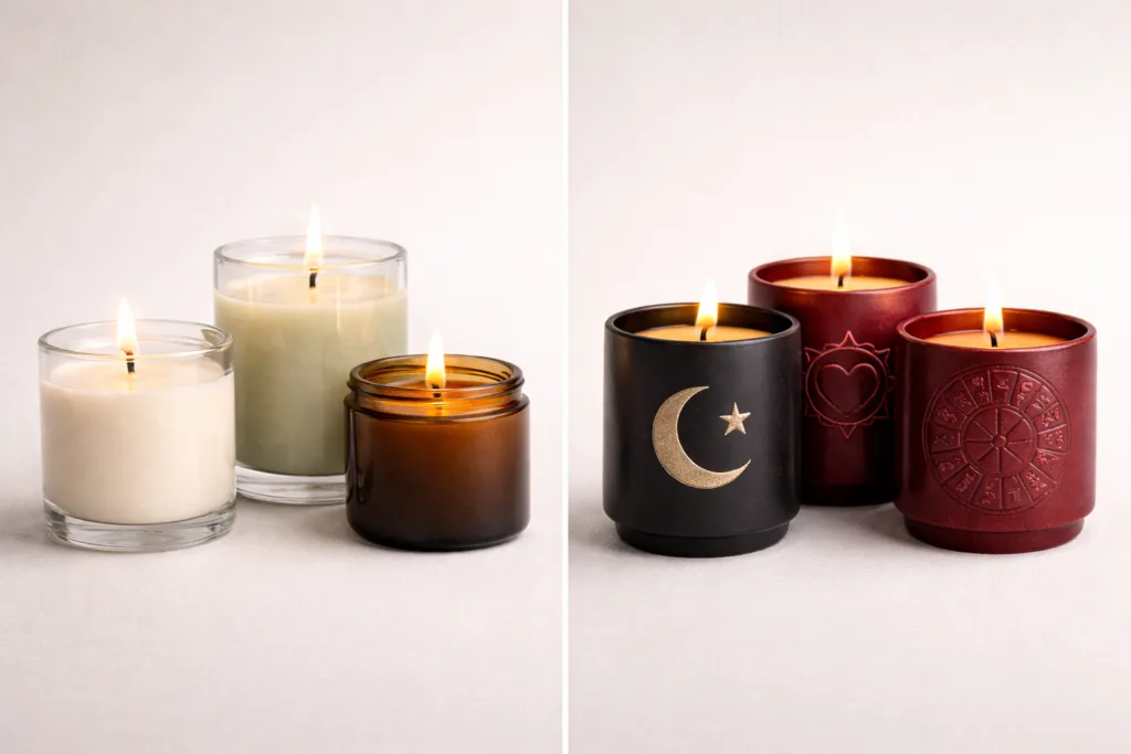 Top 10 Ritual Candle Manufacturing Secrets for Private Label 3 Comparison between glass ritual candle jars and custom ceramic vessels for private label production
