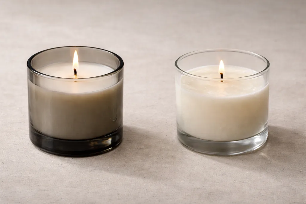 Best Luxury Scented Candles 2026 – High-End Picks Worth the Price 4 Visual comparison between a high-end scented candle and a standard candle highlighting quality differences