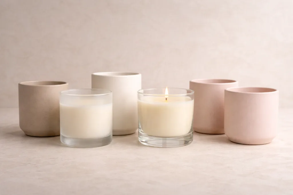 What Luxury Candle Brands Can Learn from Ladurée: Luxury Packaging and Brand Identity Strategy 2 luxury candle vessels with consistent design language used in private label candle brand development