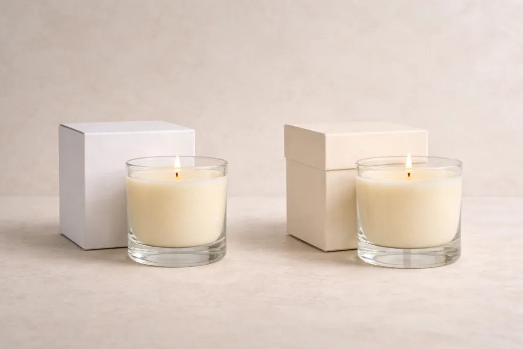 What Luxury Candle Brands Can Learn from Ladurée: Luxury Packaging and Brand Identity Strategy 3 luxury candle vessels with consistent design language used in private label candle brand development