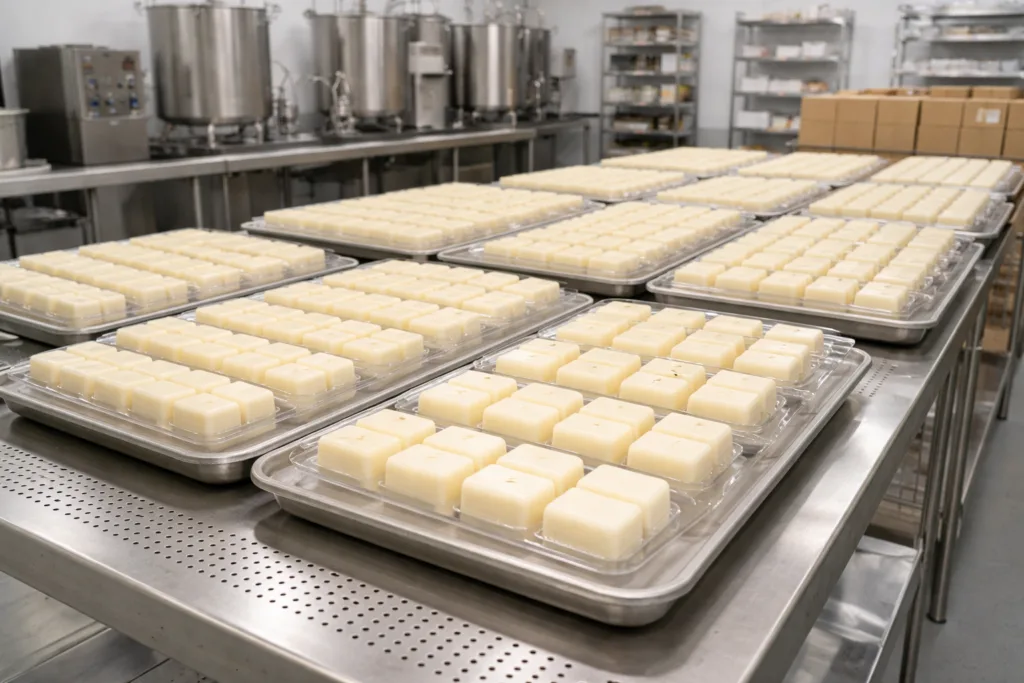 How to Expand Your Retail Product Line Starting with Wax Melts: A Strategic Guide for Established Candle and Fragrance Brands 6 Large-scale wax melt production line showing consistent private label manufacturing capability