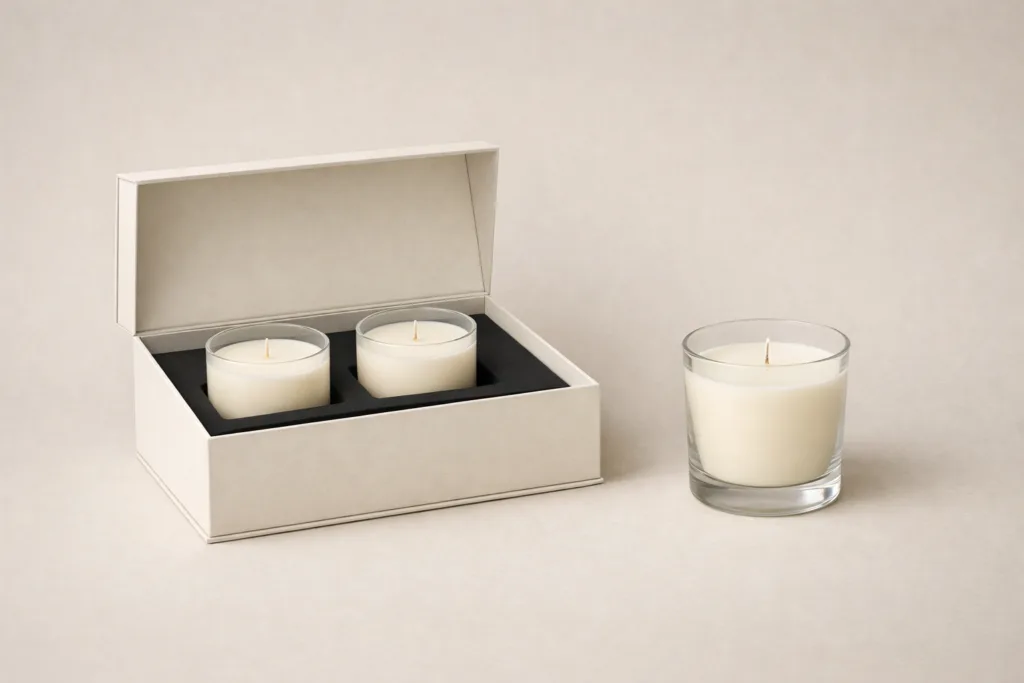 How Gift Sets Increase Average Order Value: A Strategic Guide for Professional Buyers 2 luxury private label candle gift set rigid box packaging showing premium retail presentation