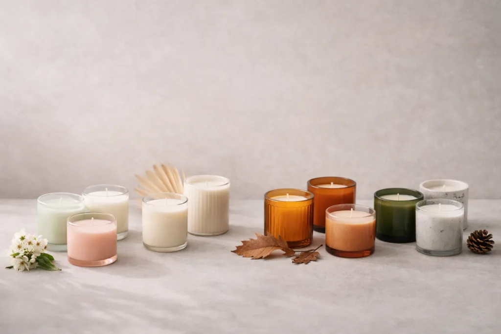 Limited Edition vs Core Lines: A Practical Seasonal Candle Collection Strategy for Brands Scaling Wholesale 4 Visual representation of seasonal candle collections planned across spring, summer, autumn, and winter