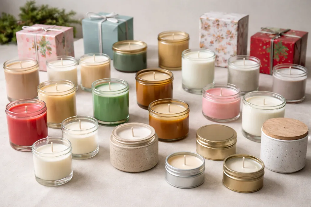 Seasonal Candle Strategy: Turning Holiday Demand Into Scalable Sales 2 Multiple seasonal candle SKUs with different designs showing lack of scalable production structure