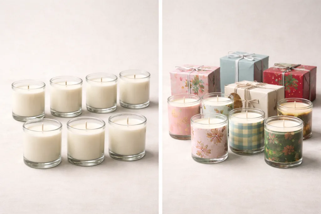 Seasonal Candle Strategy: Turning Holiday Demand Into Scalable Sales 3 Comparison of stable candle product core and flexible seasonal packaging layers for scalable production