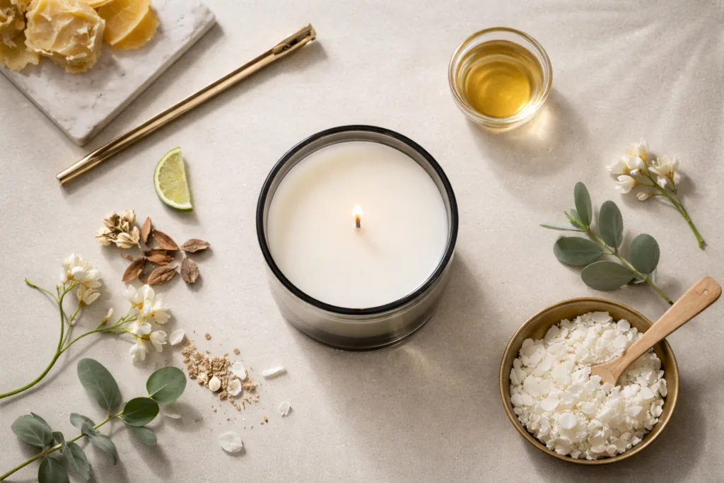 Best Luxury Scented Candles 2026 – High-End Picks Worth the Price 2 Key components of a luxury scented candle including wax quality, wick precision, and premium vessel design