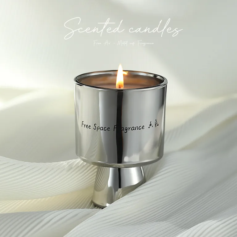 silver electroplated metal goblet scented candle in luxury pedestal jar
