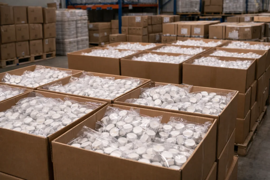 Bulk Tealight Candles for Wedding: Wholesale Guide for Retailers & Event Brands 4 bulk packaged tealight candles in warehouse ready for wholesale shipment