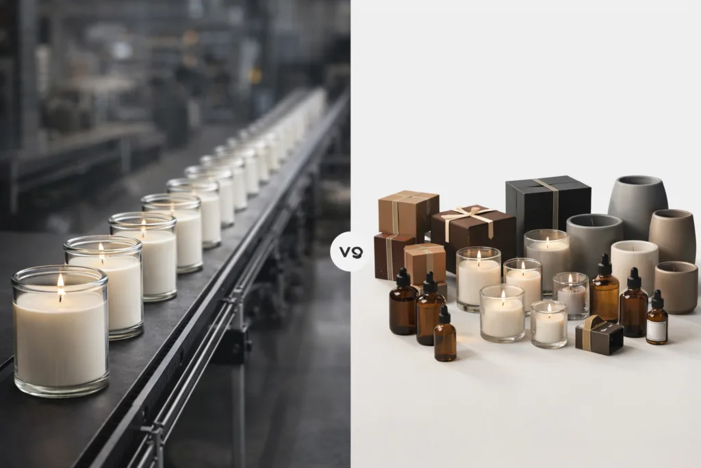 Top 9 Reasons Smart Brands Choose Circe Home Over Direct Factories for Custom Scented Candles & Home Fragrance 1 comparison between single factory candle production line and integrated multi supplier candle development system with packaging and fragrance components