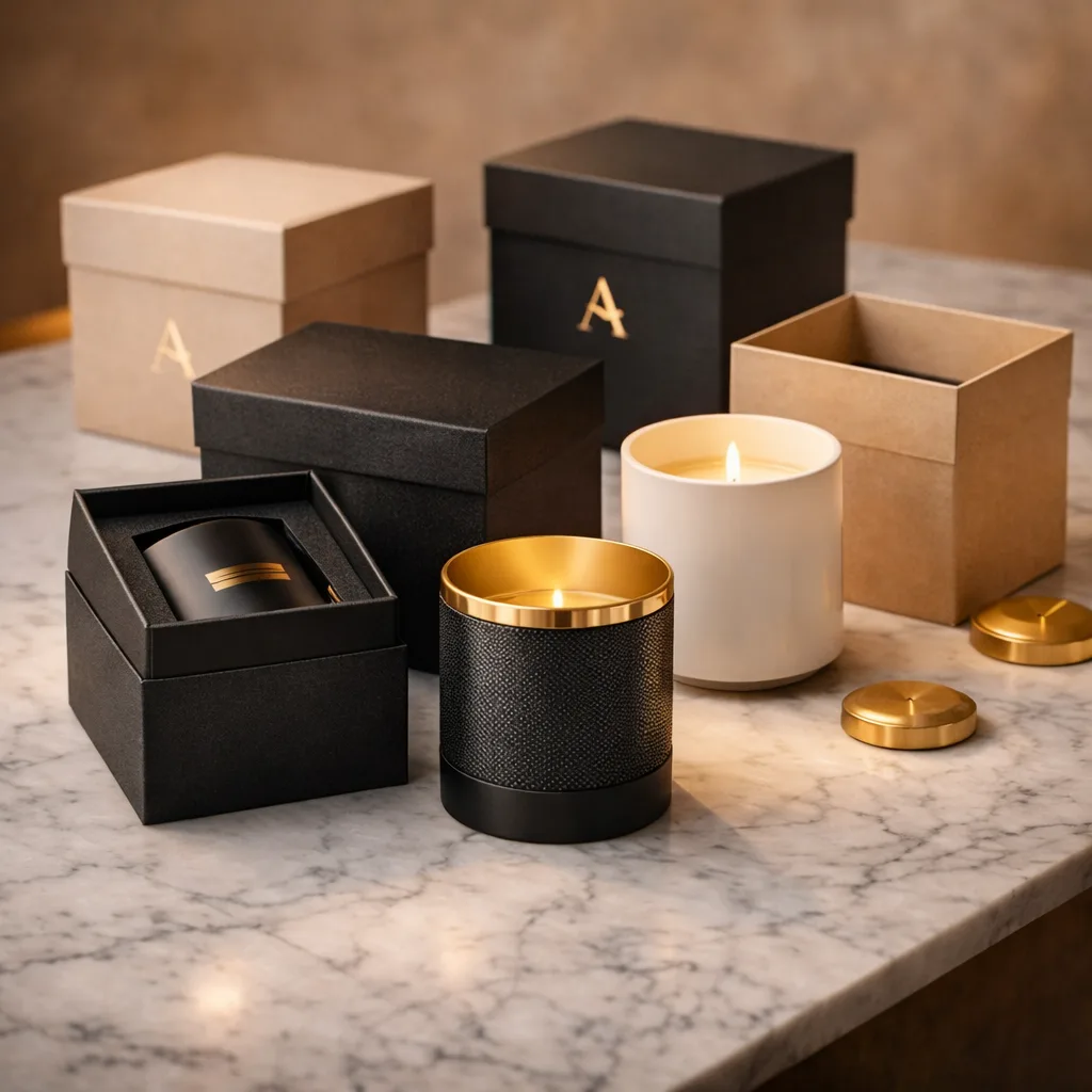 Best Custom Candle MOQ Guide: Why High Customization Costs More 4 luxury rigid candle gift boxes with foam insert foil logo and premium packaging structure for private label candle brands