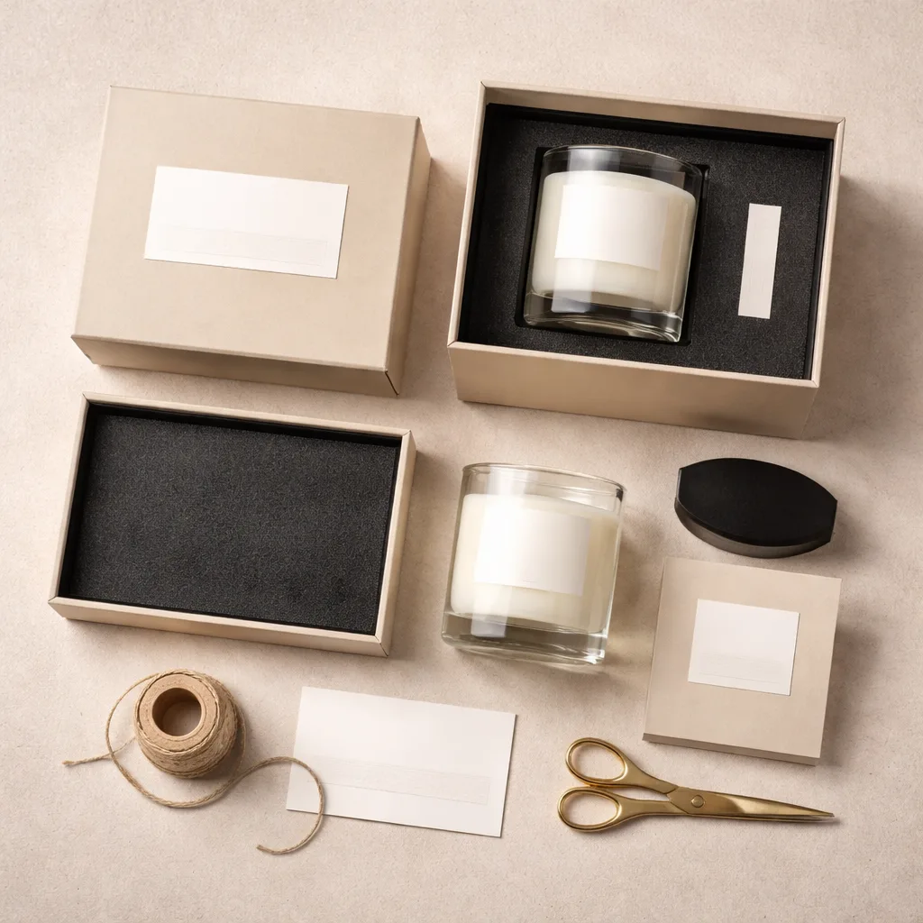 Top 9 Ways Manufacturers Quietly Support Retail Brands (That Most People Never See) 3 luxury candle packaging system including rigid box, insert and glass jar illustrating private label packaging support for retail brands