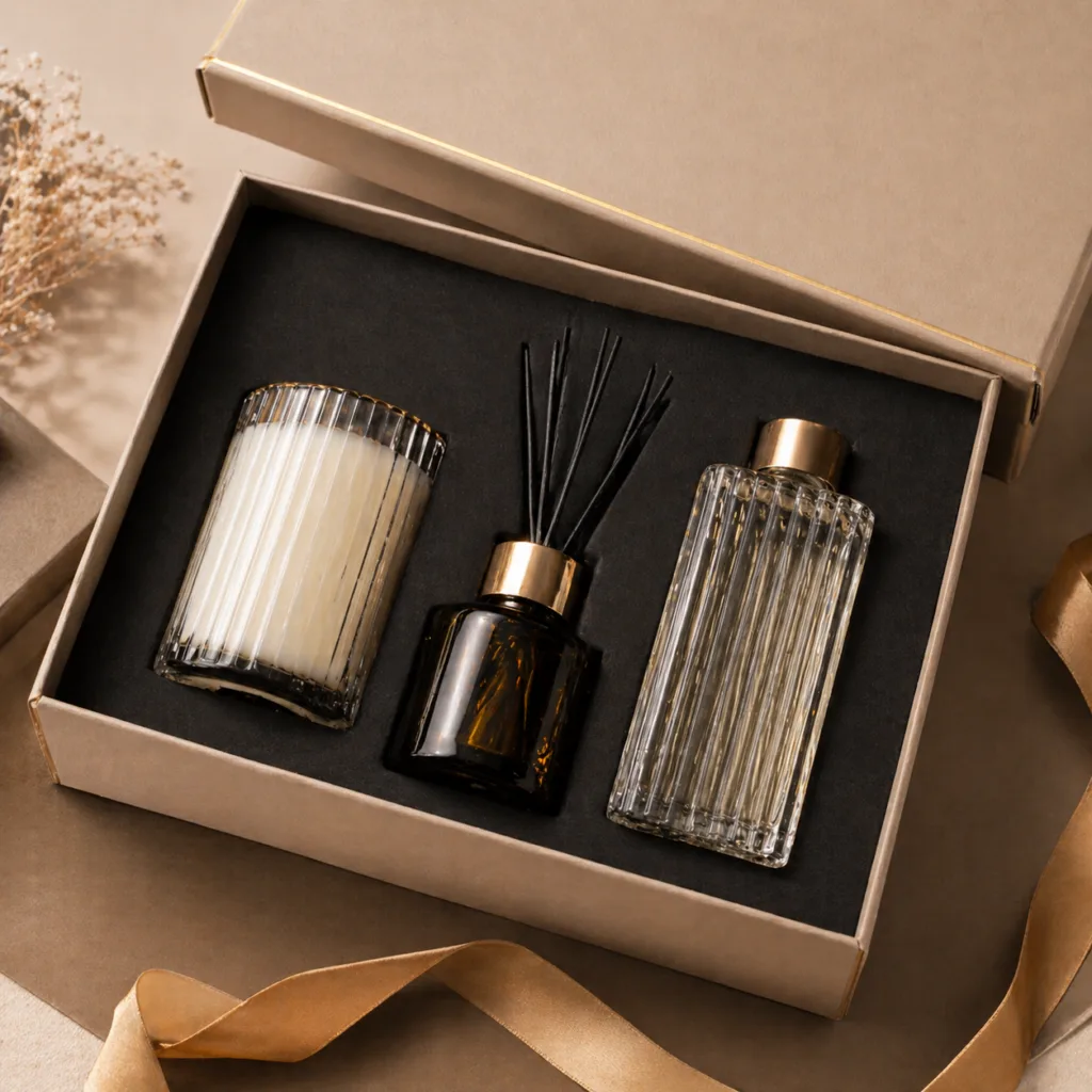 Candle + Diffuser Product Line Strategy: How to Build a Profitable Home Fragrance Range 5 luxury candle and diffuser gift set with premium rigid packaging