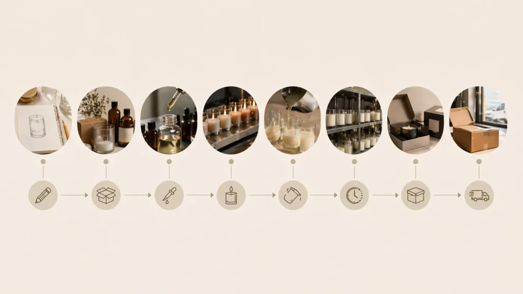 Why Candle Samples Take Time (And How to Speed Up the Process) 2 visual timeline of candle sampling process from design to shipping