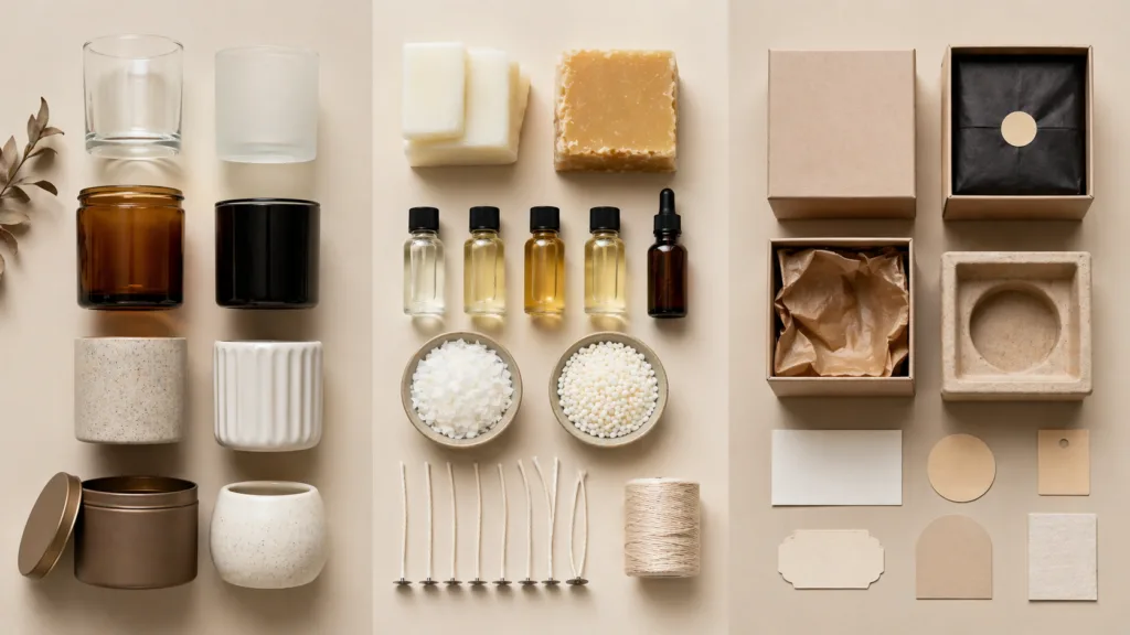 Why You Can’t Order 100 Custom Candles (And It’s Not About the Wax) 2 candle supply chain system including container packaging and wax components diagram visual