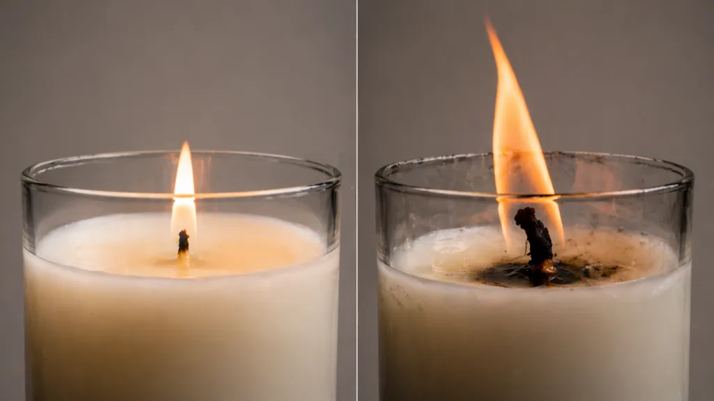Why Candle Samples Take Time (And How to Speed Up the Process) 4 comparison of correct and incorrect candle wick testing showing burn performance differences