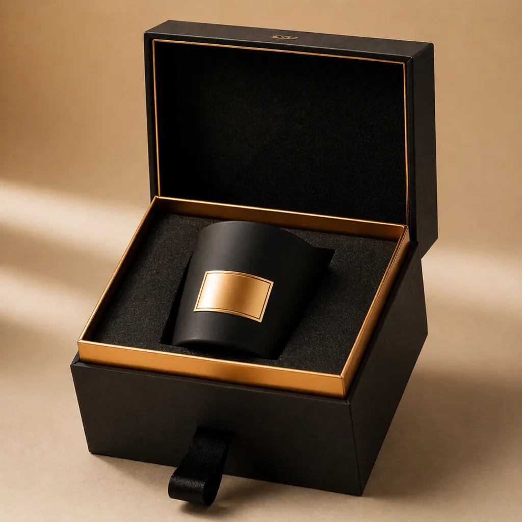 Candle MOQ Explained: Glass vs Ceramic vs Packaging 6 comparison between simple folding carton and luxury rigid candle box showing MOQ differences