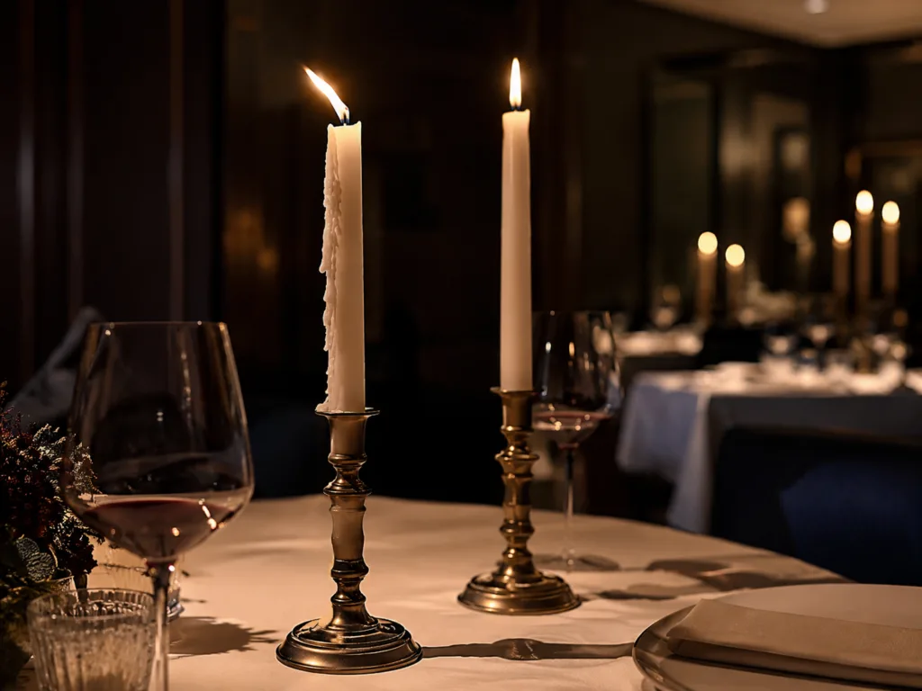 Why Taper Candles Drip: Common Causes and Solutions 4 Taper candle flame leaning due to airflow, causing one-sided wax dripping on a dining table.