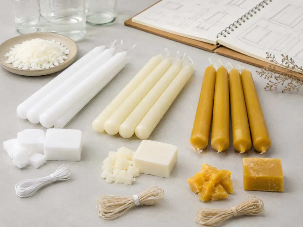 Private Label Sabbath Candles: Wax, Size, Color and Packaging Options 2 Sabbath candle color options for Judaica retailers including white, ivory, natural beeswax, and decorative colored tapers.