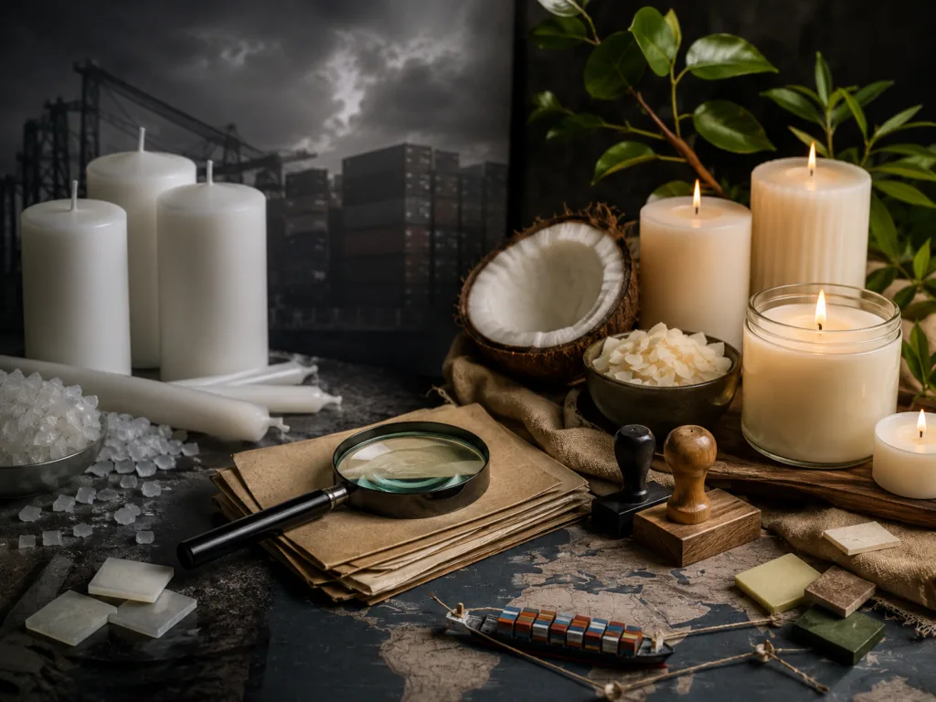Sourcing & Importing Candles from China: Customs Duties, Tariffs, and HTS Code Classification Guide 4 Conceptual compliance image comparing paraffin candles and plant wax candles for anti-dumping duty risk