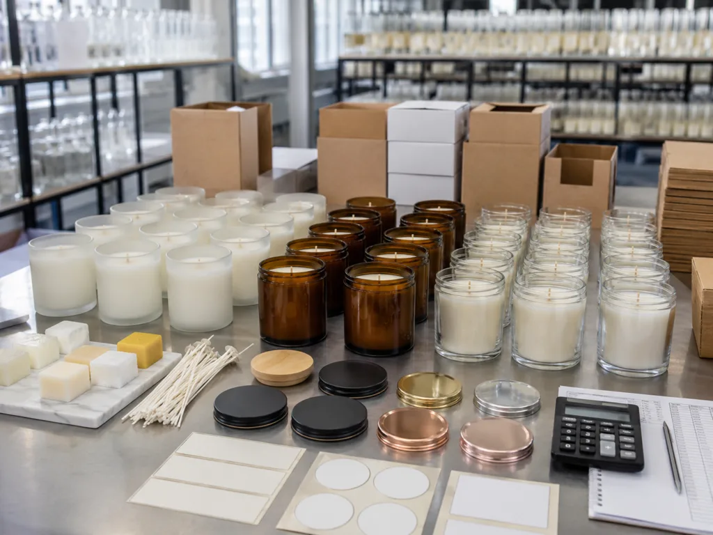 Ceramic vs. Glass Vessels: A Technical Engineering Comparison for Premium Scented Candle Lines 6 Bulk glass candle jars prepared for cost-effective private label scented candle production.