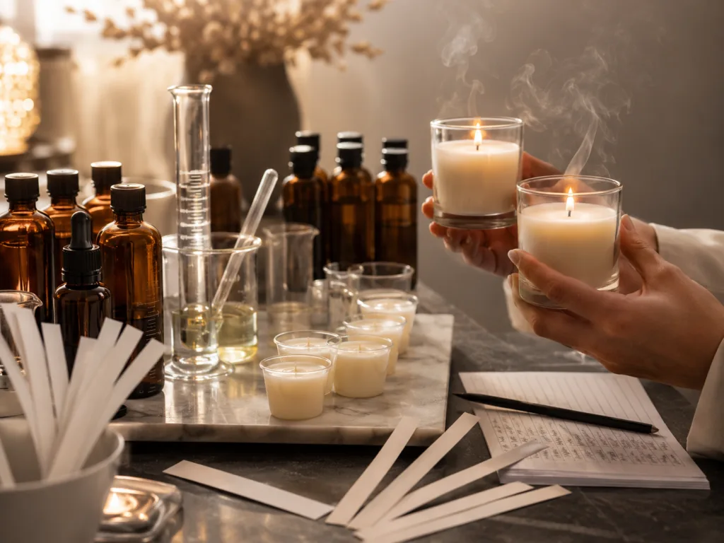 A Candle Sample Is Not the Final Product — It Is the Calibration Standard for Better Bulk Production 3 Fragrance calibration process for private label scented candles before bulk candle production